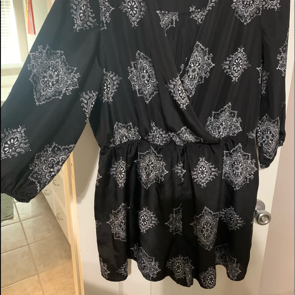 Black and white silk romper